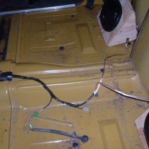 Old floor tore out, speakers installed