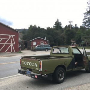 Harley seen with barn