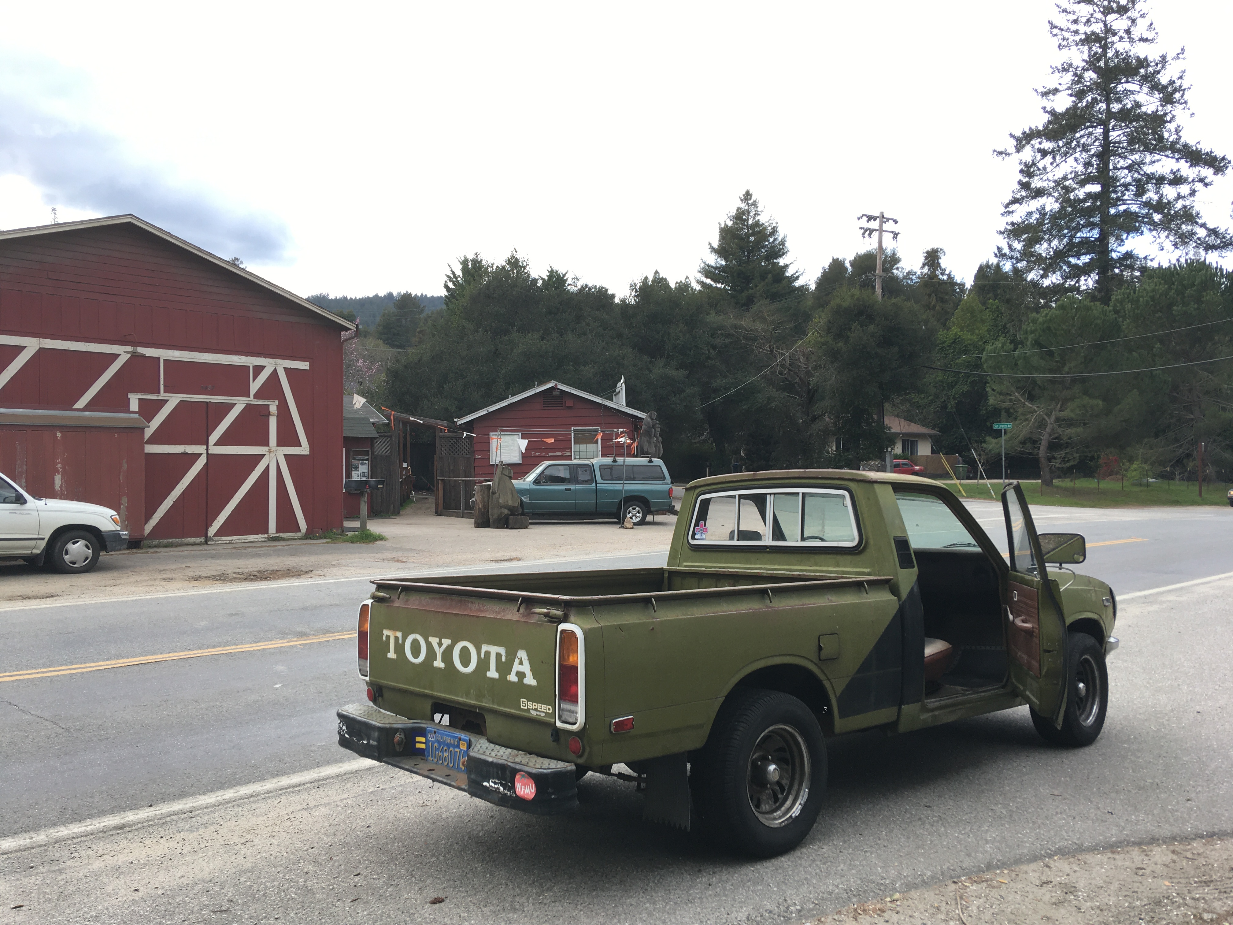 Harley seen with barn